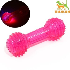 Игрушка светящаяся для собак "Круглая кость", TPR, 15 см, розовая