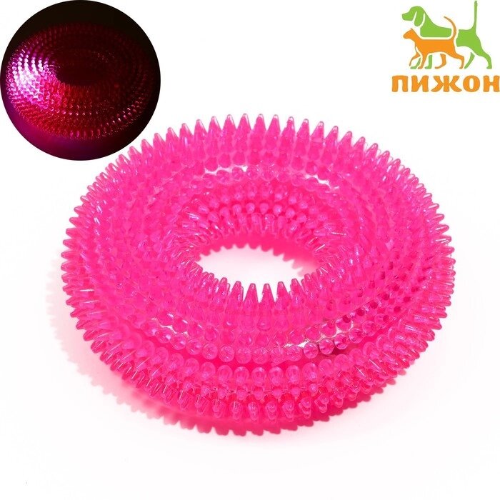 Игрушка светящаяся для собак "Жевательное кольцо", TPR, 12 см,  розовая от компании Интернет-гипермаркет «MOLL» - фото 1