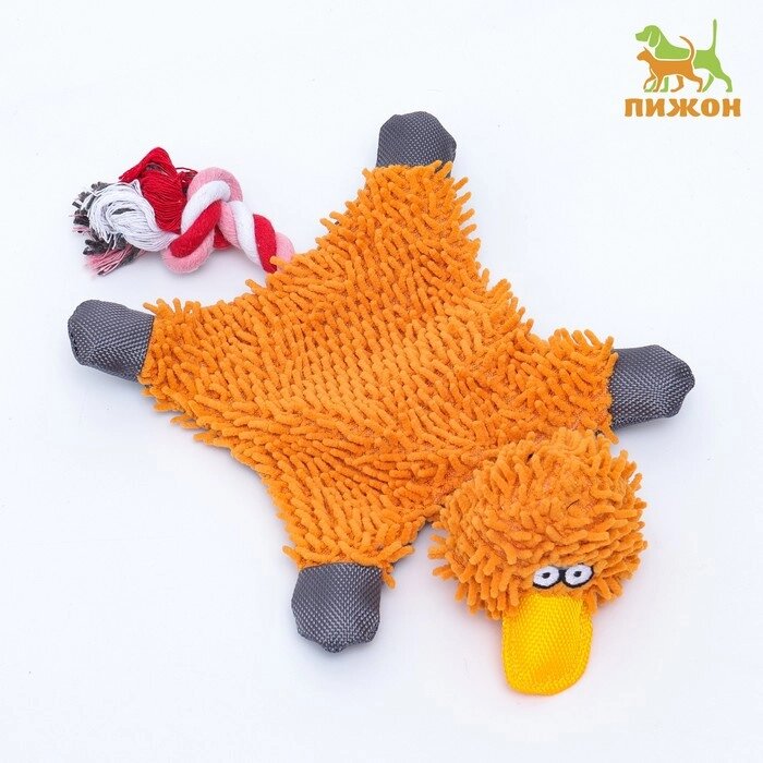 Игрушка текстильная "Косматая утка" , 32 х 19 см, оранжевая от компании Интернет-гипермаркет «MOLL» - фото 1