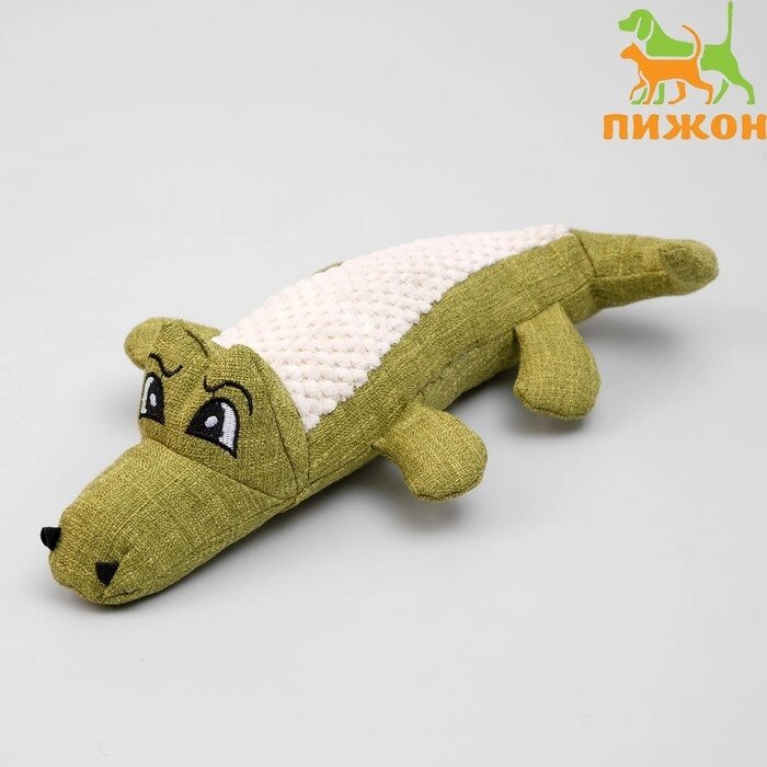 Игрушка текстильная "Крокодил" с пищалкой, 30 см, зелёный от компании Интернет-гипермаркет «MOLL» - фото 1