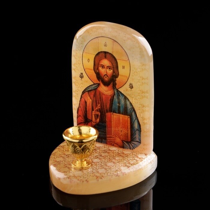 Икона "Иисус Господь Вседержитель", с подсвечником, селенит от компании Интернет-гипермаркет «MOLL» - фото 1