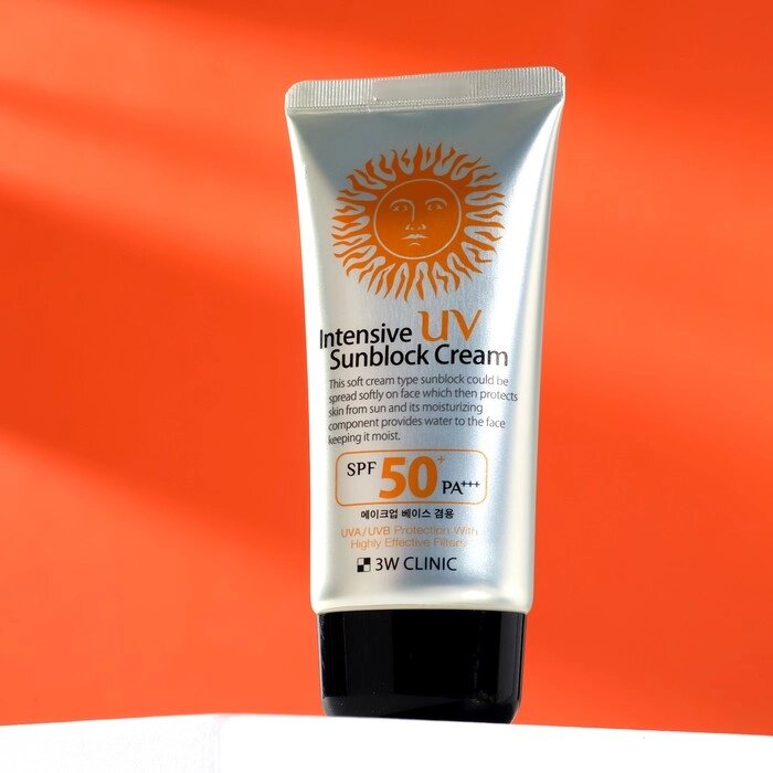 Интенсивный солнцезащитный крем для лица 3W CLINIC Intensive UV Sun Block Cream SPF50+/PA+++, 70 мл от компании Интернет-гипермаркет «MOLL» - фото 1