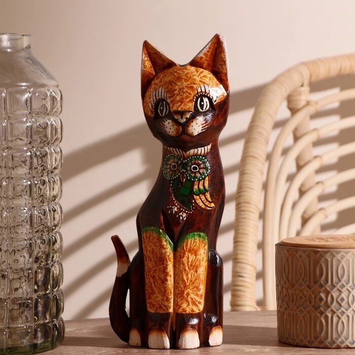 Интерьерный сувенир "Кошка с совой" 30 см от компании Интернет-гипермаркет «MOLL» - фото 1