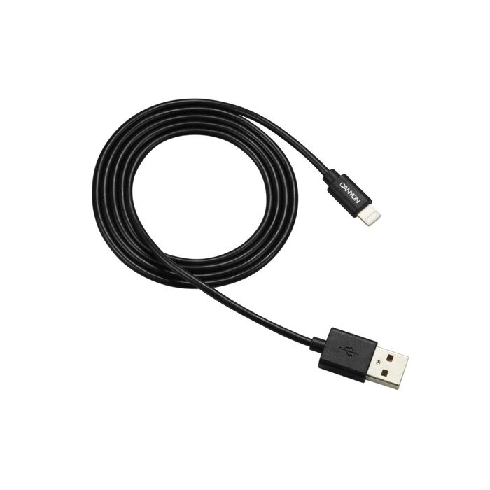 Кабель Canyon MFI-1, Lighting - USB, 2.4 А, чип MFI, сертифицирован Apple, 1 м, черный от компании Интернет-гипермаркет «MOLL» - фото 1