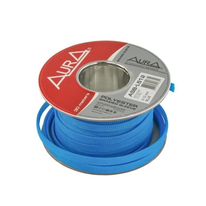 Кабельная оплётка Aura ASB-L512, полиэстер, 5-12 мм, голубой, бухта 30 м от компании Интернет-гипермаркет «MOLL» - фото 1