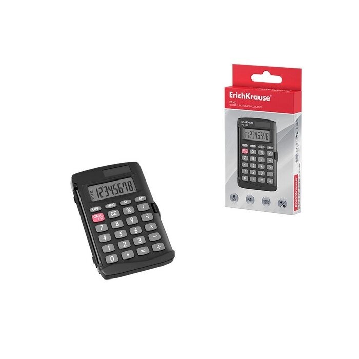 Калькулятор карманный 8-разрядов ErichKrause PC-103, чёрный от компании Интернет-гипермаркет «MOLL» - фото 1