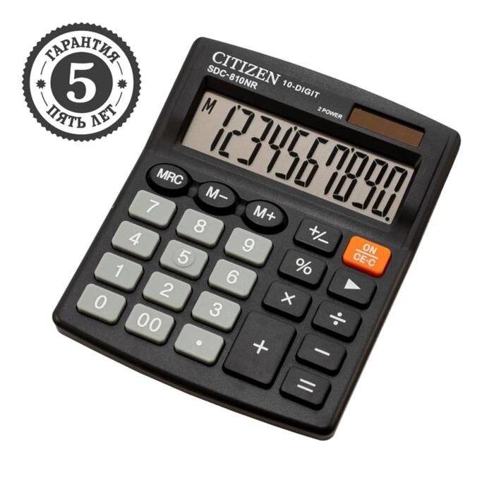 Калькулятор настольный 10-разр, 102*124*25мм, 2-е питание, черный SDC-810NR от компании Интернет-гипермаркет «MOLL» - фото 1
