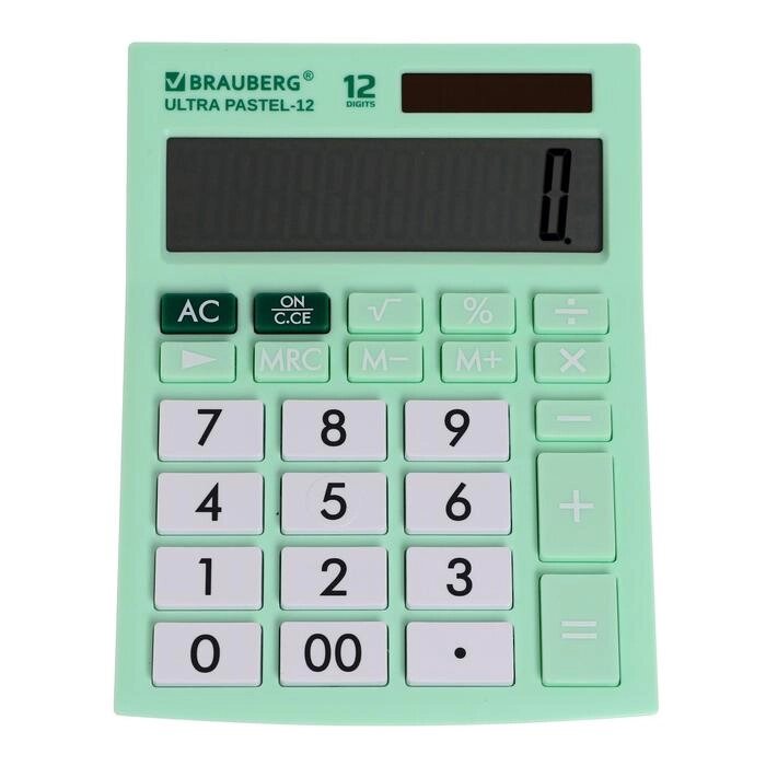 Калькулятор настольный 12-разр BRAUBERG ULTRA PASTEL-12-LG, дв. пит, МЯТНЫЙ 250504 от компании Интернет-гипермаркет «MOLL» - фото 1