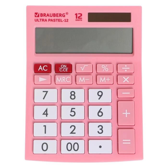 Калькулятор настольный 12-разр BRAUBERG ULTRA PASTEL-12-PK, дв. пит, РОЗОВЫЙ 250503 от компании Интернет-гипермаркет «MOLL» - фото 1