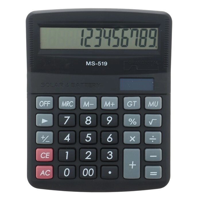 Калькулятор настольный, 12-разрядный, 519-MS, двойное питание от компании Интернет-гипермаркет «MOLL» - фото 1
