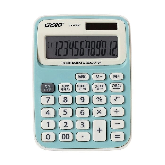 Калькулятор настольный 12-разрядный CT-72V, двойное питание от компании Интернет-гипермаркет «MOLL» - фото 1