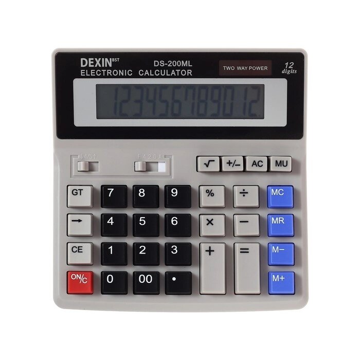 Калькулятор настольный 12-разрядный  DS-200ML, двойное питание от компании Интернет-гипермаркет «MOLL» - фото 1