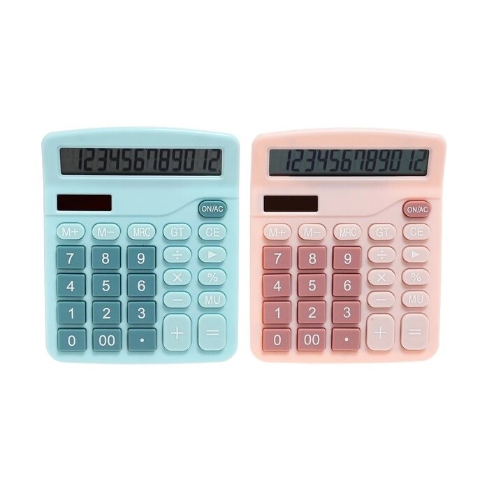 Калькулятор настольный 12-разрядный, двойное питание, МИКС от компании Интернет-гипермаркет «MOLL» - фото 1