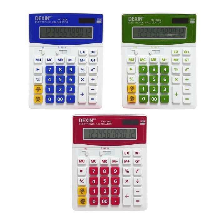 Калькулятор настольный 12-разрядный КК-1200C, двойное питание от компании Интернет-гипермаркет «MOLL» - фото 1