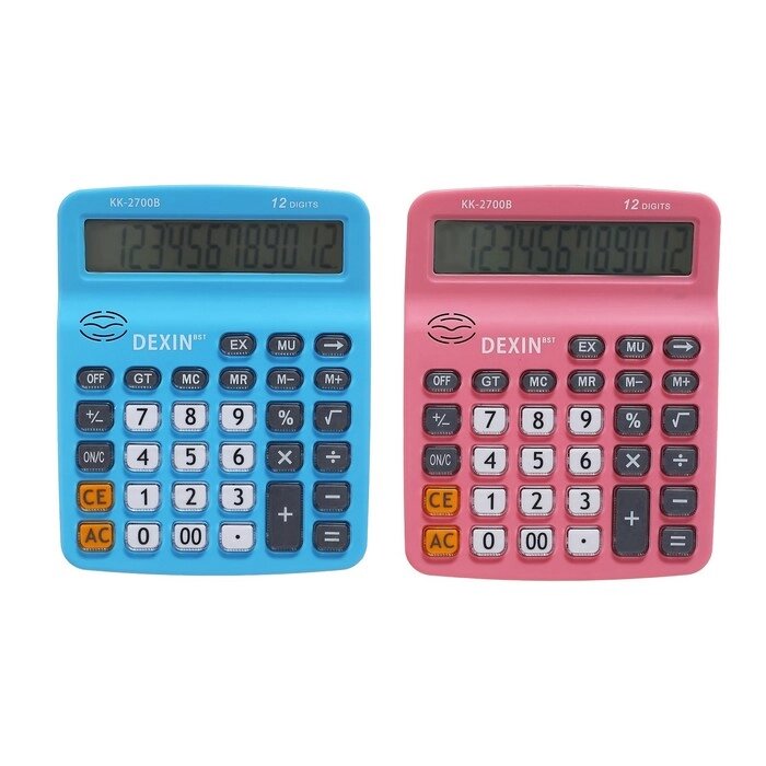 Калькулятор настольный 12-разрядный  КК-2700В, двойное питание  МИКС от компании Интернет-гипермаркет «MOLL» - фото 1