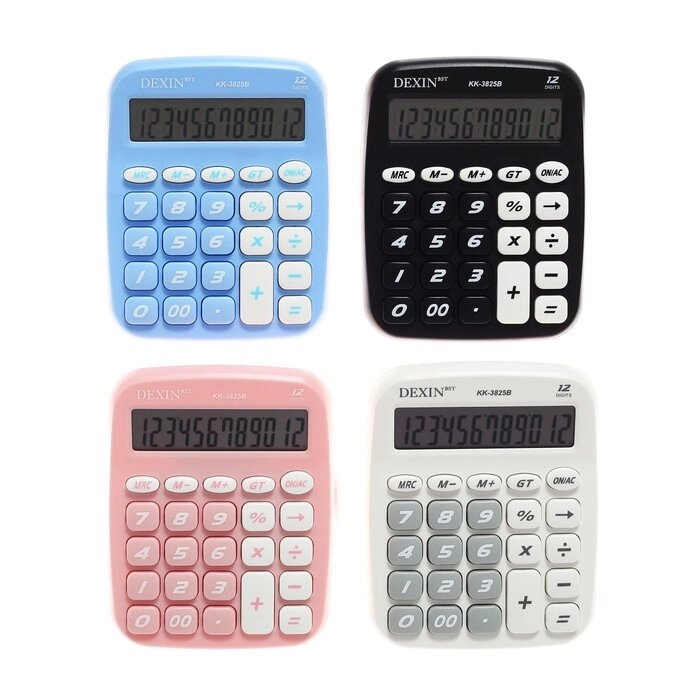 Калькулятор настольный 12-разрядный КК-3825В МИКС от компании Интернет-гипермаркет «MOLL» - фото 1