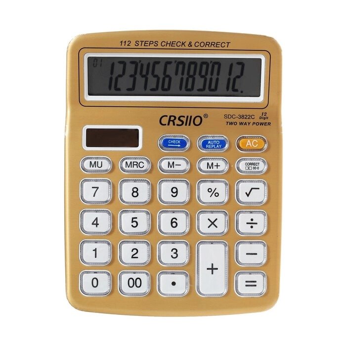 Калькулятор настольный 12-разрядный SDC-3822C, двойное питание, МИКС от компании Интернет-гипермаркет «MOLL» - фото 1