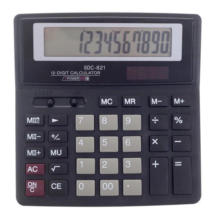Калькулятор настольный, 12-разрядный, SDC-821, двойное питание от компании Интернет-гипермаркет «MOLL» - фото 1