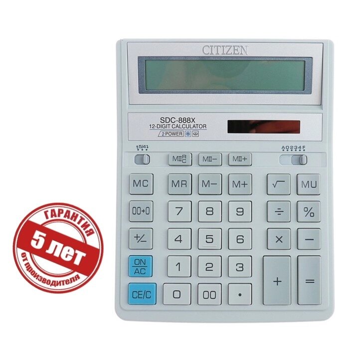 Калькулятор настольный 12-разрядный SDC-888XWH, 158*203*31мм, двойное питание, белый от компании Интернет-гипермаркет «MOLL» - фото 1