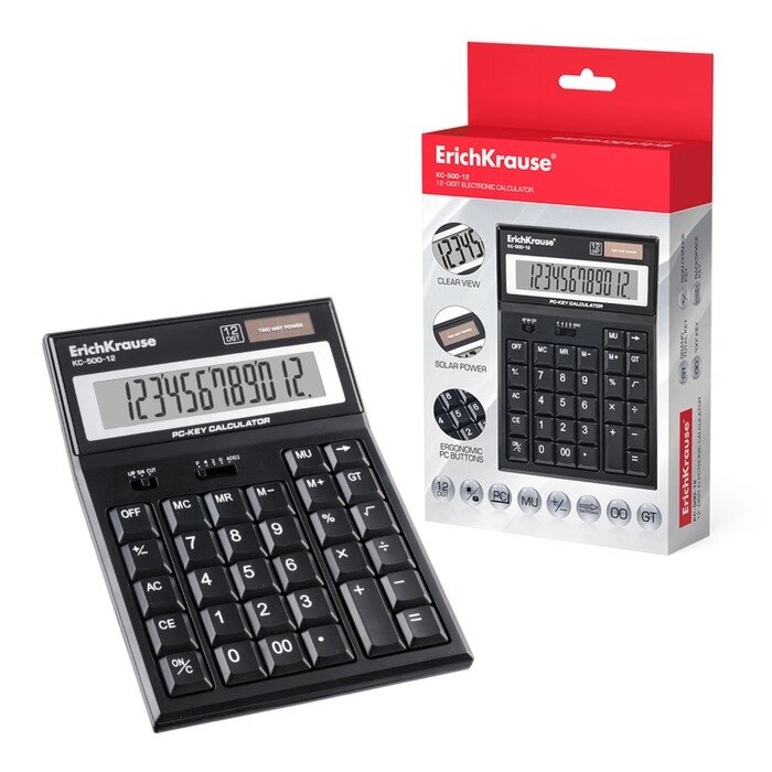 Калькулятор настольный 12-разрядов Erich Krause KC-500-12 от компании Интернет-гипермаркет «MOLL» - фото 1