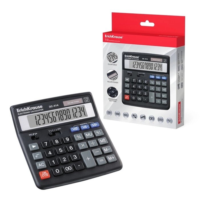 Калькулятор настольный 14-разрядный Erich Krause DC-414 от компании Интернет-гипермаркет «MOLL» - фото 1
