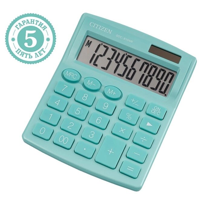 Калькулятор настольный Citizen 10 разрядный, 127 х 105 х 21 мм, 2-е питание, бирюзовый от компании Интернет-гипермаркет «MOLL» - фото 1