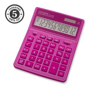 Калькулятор настольный Citizen 12-разр, 155*204*33мм, 2-е питание, розовый SDC-444XRPKE