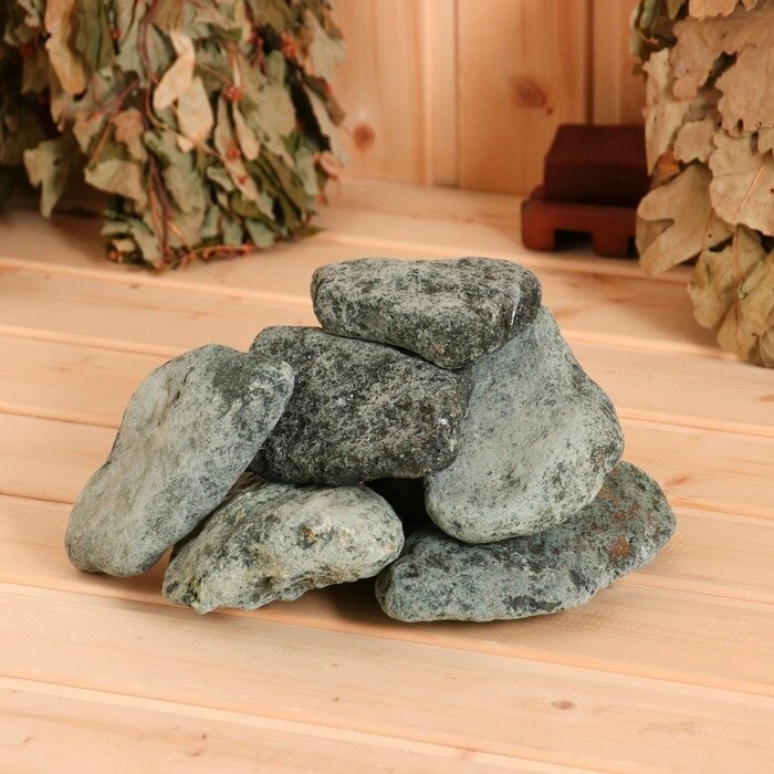 Камень для бани "Дунит" обвалованный, коробка 20 кг, мытый от компании Интернет-гипермаркет «MOLL» - фото 1