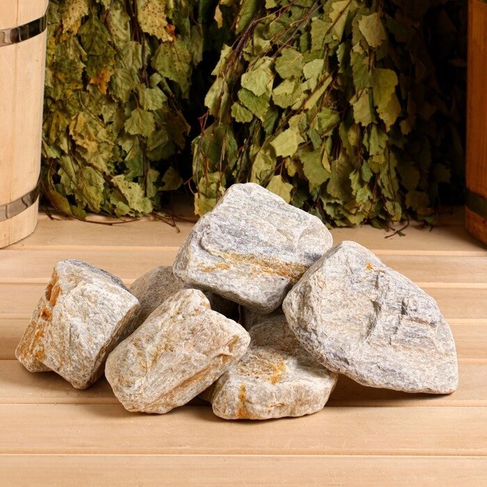 Камень для бани "Кварцит" обвалованный, коробка 20 кг от компании Интернет-гипермаркет «MOLL» - фото 1