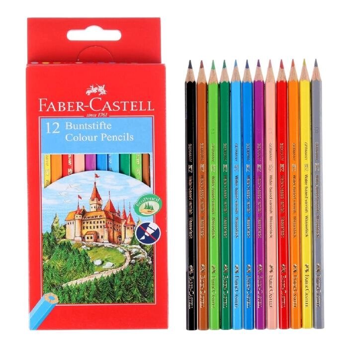Карандаши 12 цветов Faber-Castell ECO "Замок" 1201 7/2.8 мм, шестигранный корпус, без точилки от компании Интернет-гипермаркет «MOLL» - фото 1
