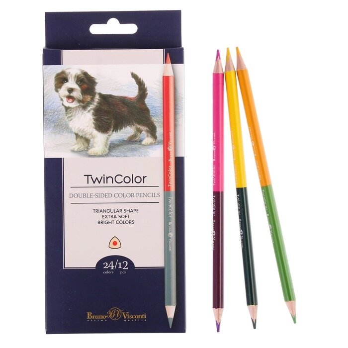 Карандаши 24 цвета, 12 штук, Twincolor от компании Интернет-гипермаркет «MOLL» - фото 1