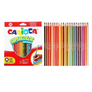 Карандаши 24 цвета Carioca СУПЕРЯРКИЕ, шестигранные, деревянные, картонная упаковка, европодвес