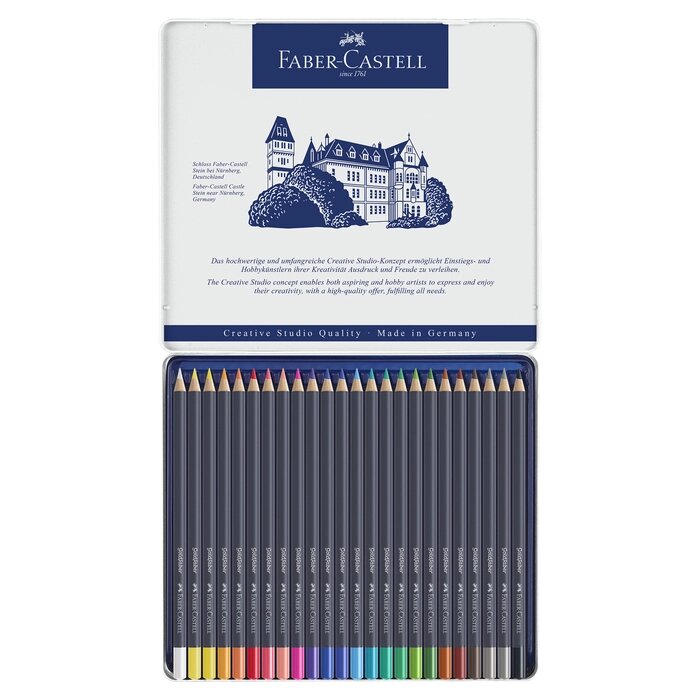 Карандаши художественные Faber-Castell 24 цвета, в металлической коробке от компании Интернет-гипермаркет «MOLL» - фото 1