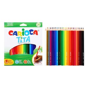 Карандаши пластиковые 24 цвета Carioca Tita 3.0 мм, шестигранные, в картонной коробке