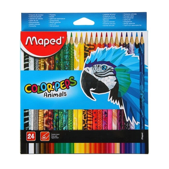 Карандаши трёхгранные 24 цвета, Maped Color Peps Animals от компании Интернет-гипермаркет «MOLL» - фото 1
