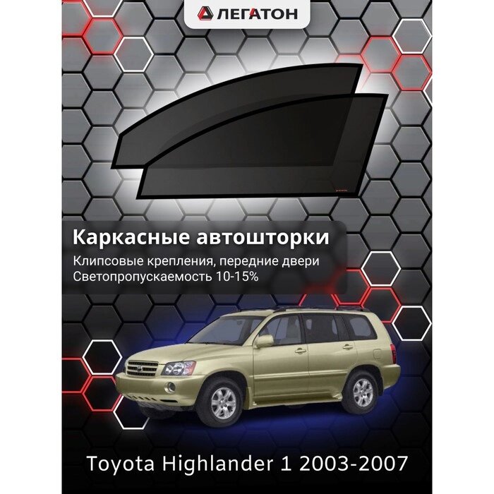 Каркасные автошторки Toyota Highlander, 2003-2007, передние (клипсы), Leg3550 от компании Интернет-гипермаркет «MOLL» - фото 1