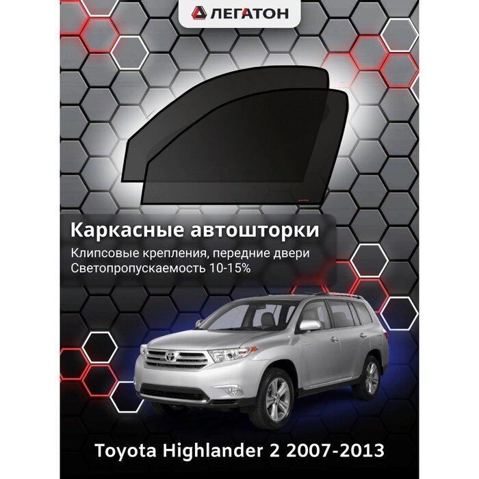 Каркасные автошторки Toyota Highlander, 2007-2013, передние (клипсы), Leg4148 от компании Интернет-гипермаркет «MOLL» - фото 1