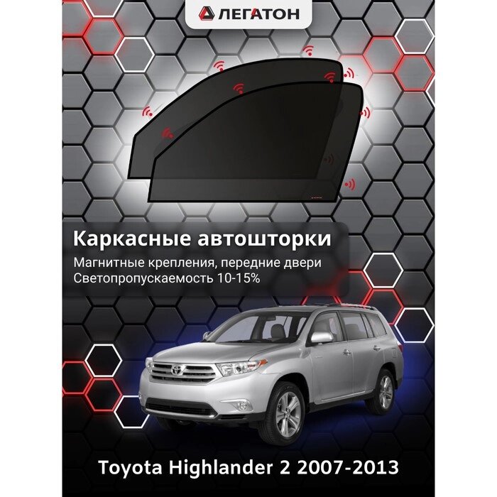 Каркасные автошторки Toyota Highlander, 2007-2013, передние (магнит), Leg4149 от компании Интернет-гипермаркет «MOLL» - фото 1