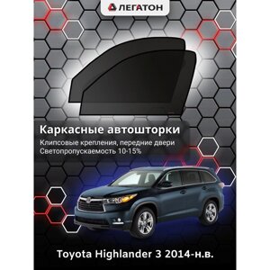 Каркасные автошторки Toyota Highlander, 2014-н. в., передние (клипсы), Leg3561