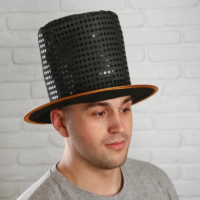 Карнавальная шляпа "Цилиндр", р-р. 56-58, цвет чёрный от компании Интернет-гипермаркет «MOLL» - фото 1