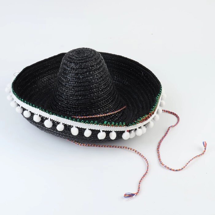 Карнавальная шляпа "Сомбреро", цвет чёрный от компании Интернет-гипермаркет «MOLL» - фото 1