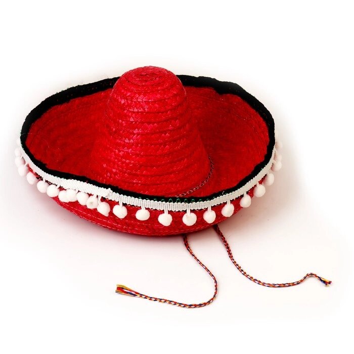 Карнавальная шляпа "Сомбреро", цвет красный от компании Интернет-гипермаркет «MOLL» - фото 1