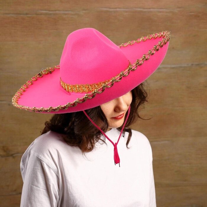 Карнавальная шляпа "Сомбреро", цвет розовый от компании Интернет-гипермаркет «MOLL» - фото 1