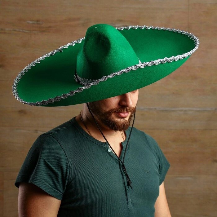 Карнавальная шляпа "Сомбреро", р-р. 56-58, цвет зелёный от компании Интернет-гипермаркет «MOLL» - фото 1