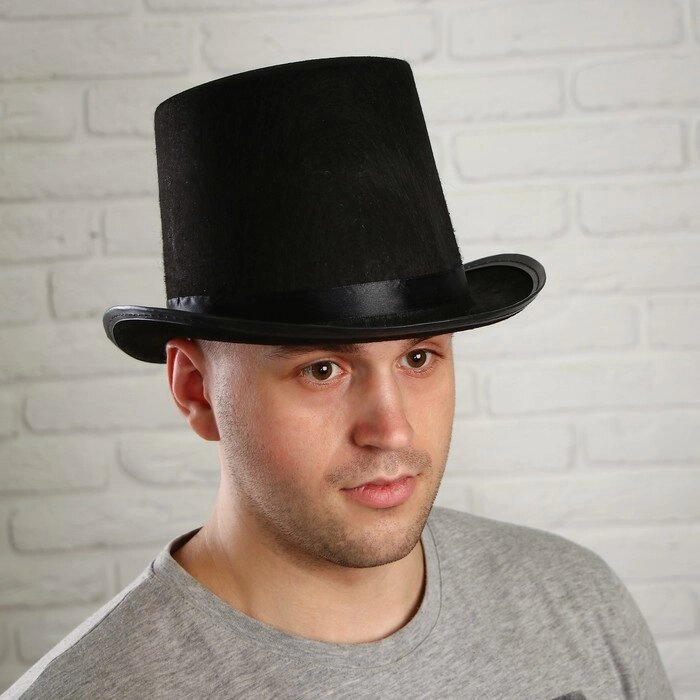 Карнавальная шляпка "Цилиндр", р-р. 56-58, цвет чёрный от компании Интернет-гипермаркет «MOLL» - фото 1