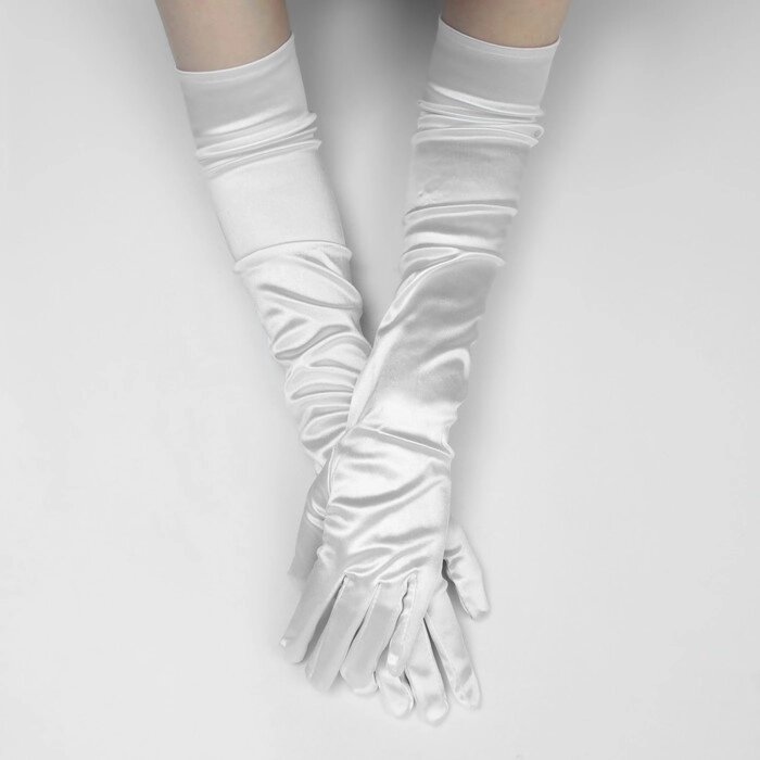 Карнавальные перчатки, цвет белый, длинные от компании Интернет-гипермаркет «MOLL» - фото 1