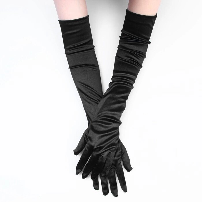 Карнавальные перчатки, цвет черный, длинные от компании Интернет-гипермаркет «MOLL» - фото 1
