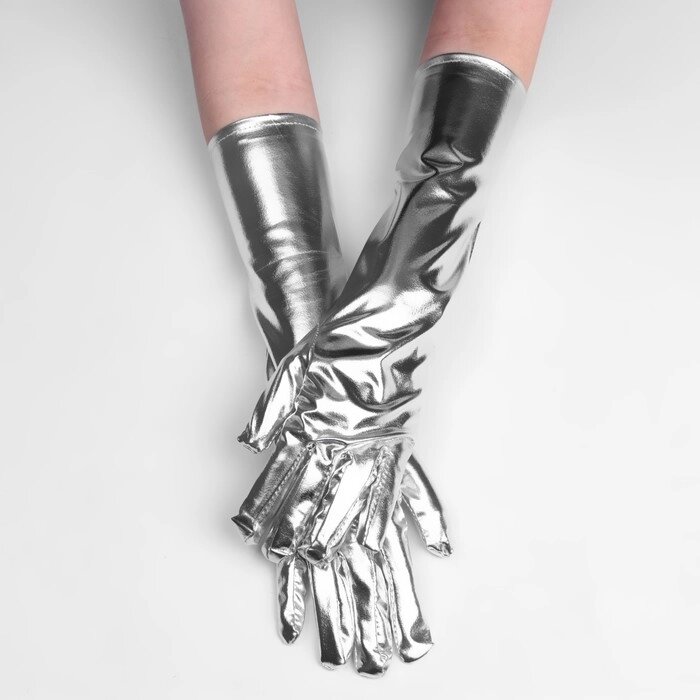 Карнавальные перчатки, цвет серебро от компании Интернет-гипермаркет «MOLL» - фото 1