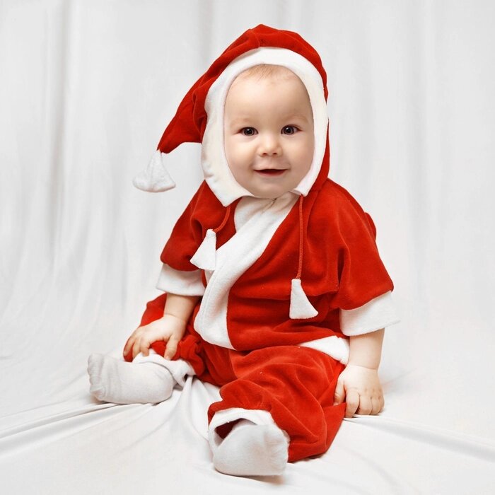 Карнавальный комбинезон для самых маленьких "Дед Мороз", велюр, рост 68-92 см, цвет красный, оттенки МИКС от компании Интернет-гипермаркет «MOLL» - фото 1