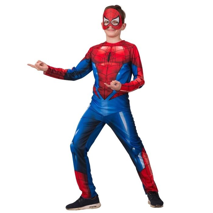 Карнавальный костюм "Человек Паук", куртка, брюки, маска, р. 36, рост 146 см от компании Интернет-гипермаркет «MOLL» - фото 1